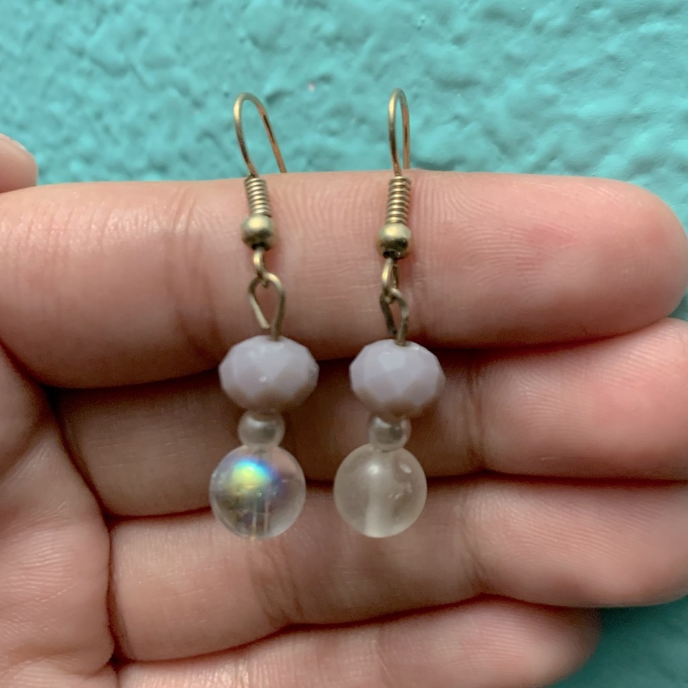 Purple beaded earring